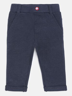 Long Trousers In Piquet Fabric -Navy